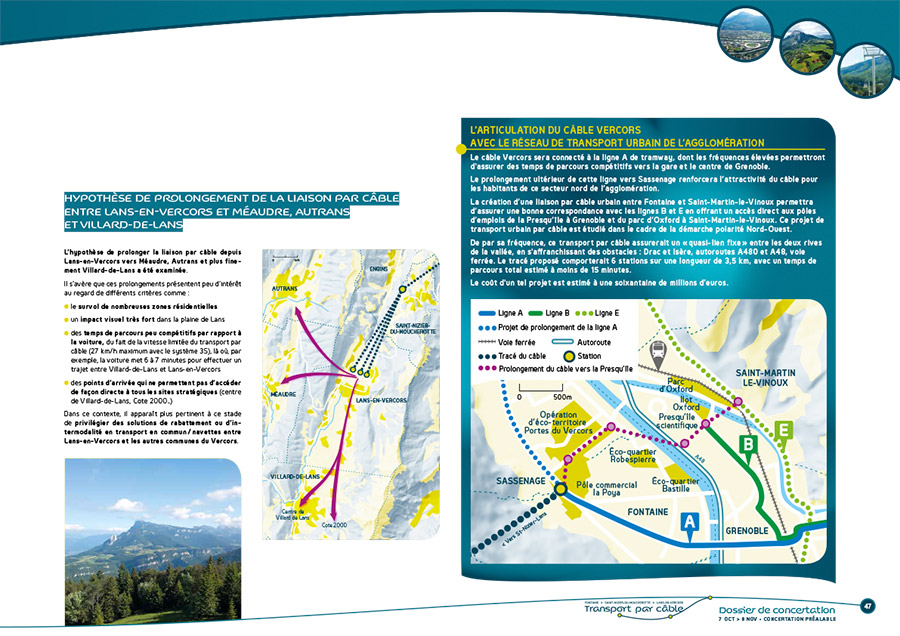 carte projet de téléphérique Grenoble Vercors