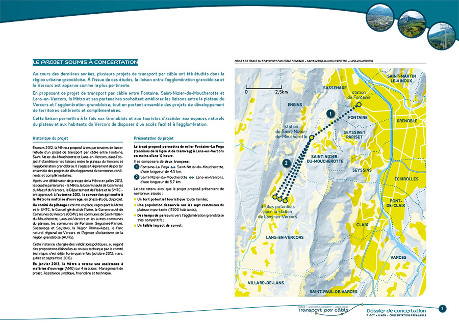 Cartes pour un projet de téléphérique Grenoble-Vercors